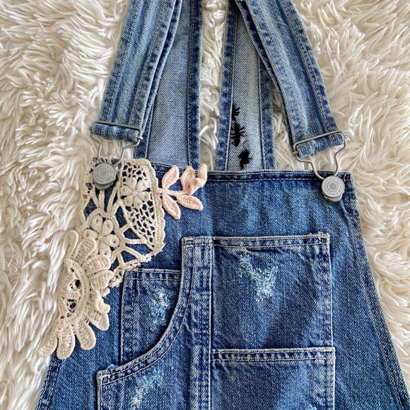 Zara Denim and Lace Overall Skort Dress - Picture 3 of 10